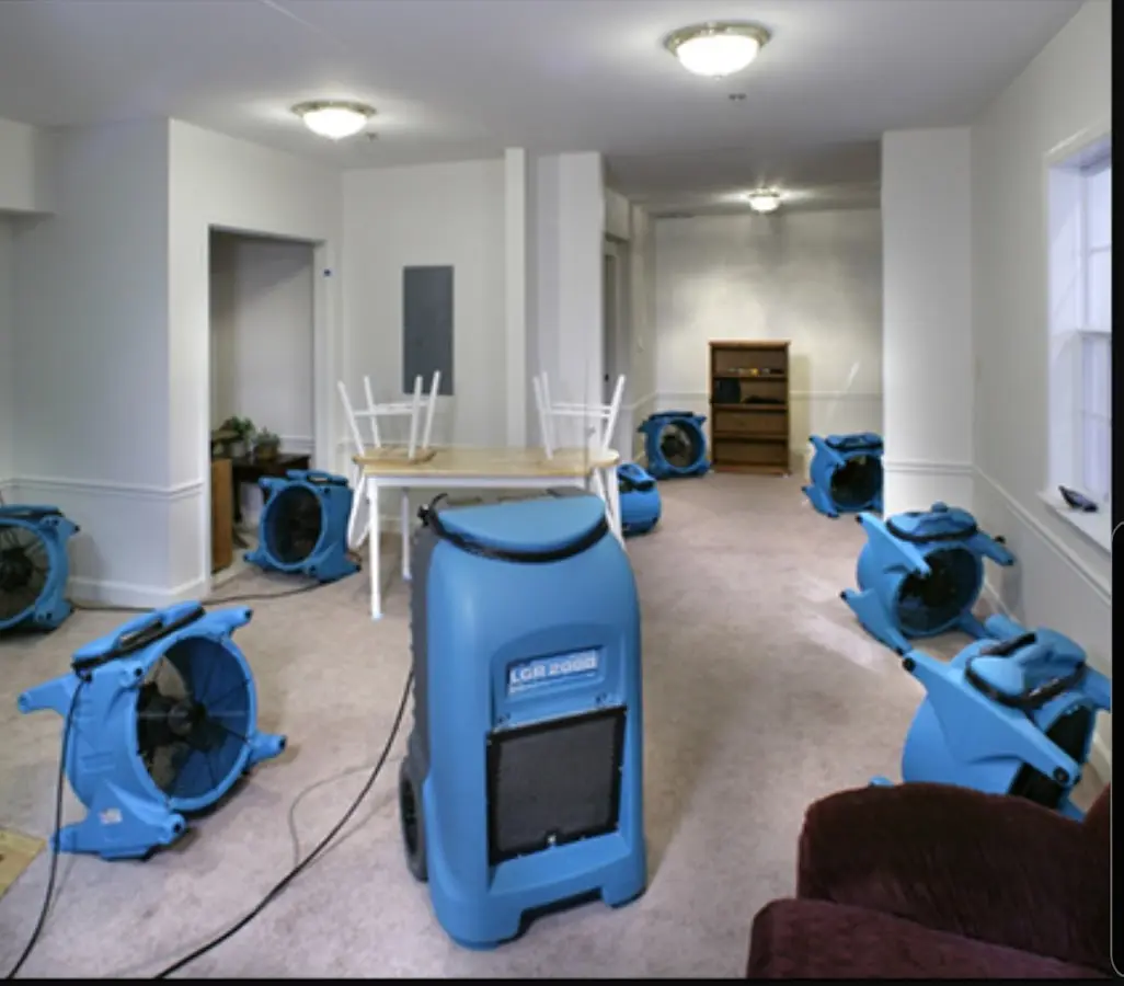 Air movers and dehumidifier setup for Water Extraction & Removal in Round Lake Park